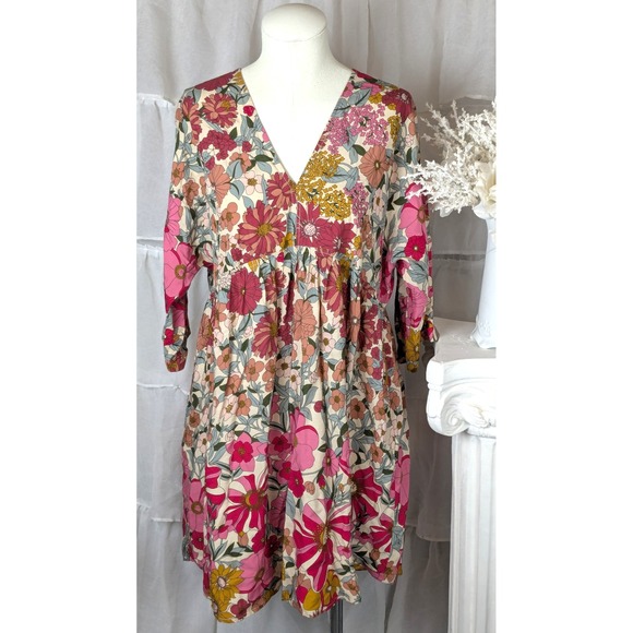 Natural Life Mini Stella Floral Babydoll Dress Pockets Cottagecore M NWOT - Picture 3 of 8